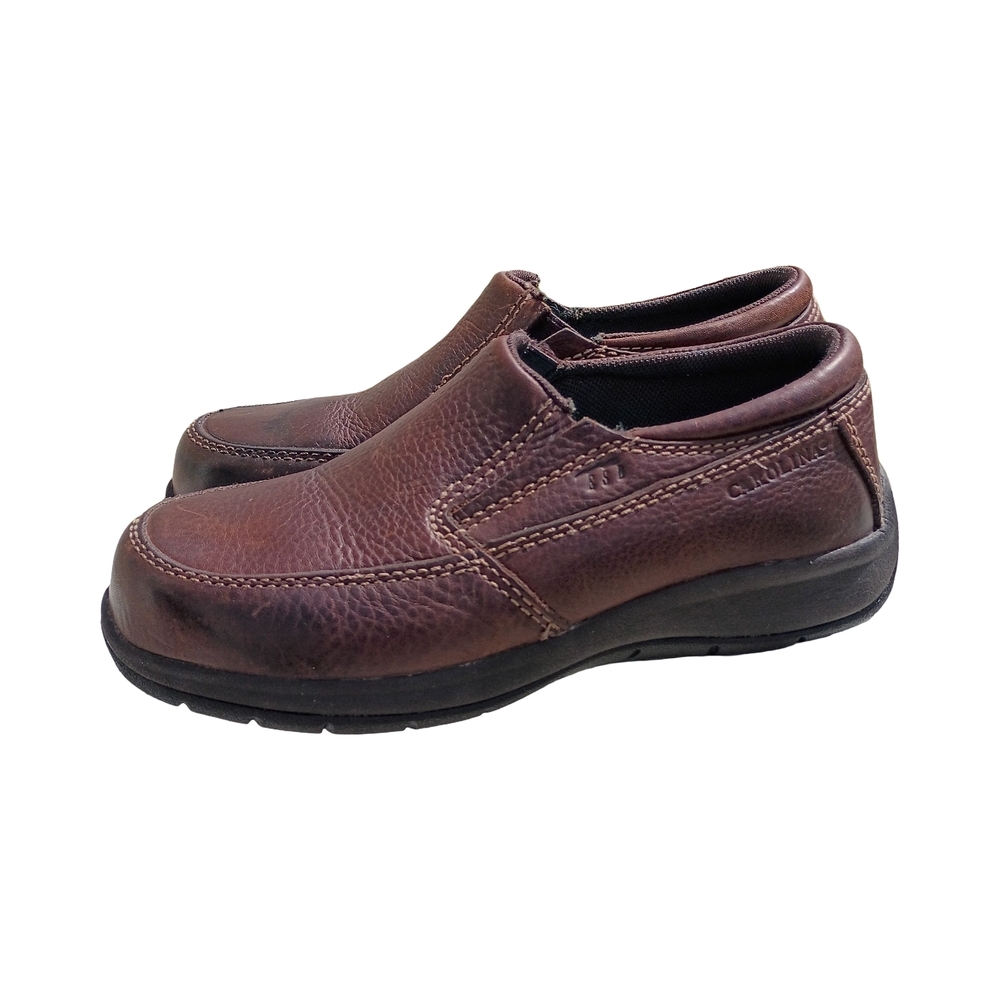Carolina Ladies 6M Steel Toe Slip-on Work Brown Leather Safety Loafers